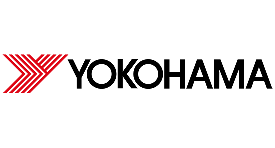 The image shows the Yokohama logo, consisting of a stylized "Y" with red stripes next to the bold, capital letters of "YOKOHAMA" on a green background.